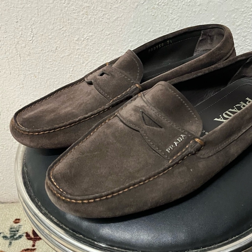 Prada Mens Penny Loafers Moccasins Business Leather Shoes 2DD158 UK 7.5 US 8.5 - Picture 5 of 16